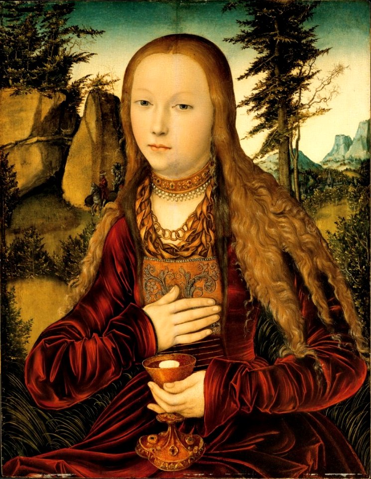 Lucas Cranach d.Ä. - Die heilige Barbara in einer bewaldeten Landschaft