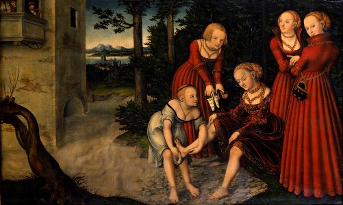 Cranach, Lucas II - David and Bathsheba - Gemäldegalerie Alte Meister. Free illustration for personal and commercial use.
