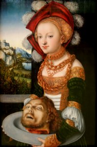 Salomé avec la tête de Saint Jean-Baptiste. Lucas Cranach. Free illustration for personal and commercial use.