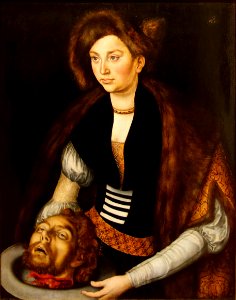 Salome by Lucas Cranach the Elder - 1st third of 16th century - oil on oak. Free illustration for personal and commercial use.