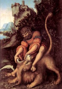 Lucas Cranach d. Ä. - Samson's Fight with the Lion - WGA05717