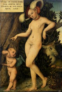 Lucas Cranach d.Ä. - Venus und Amor als Honigdieb (1537). Free illustration for personal and commercial use.