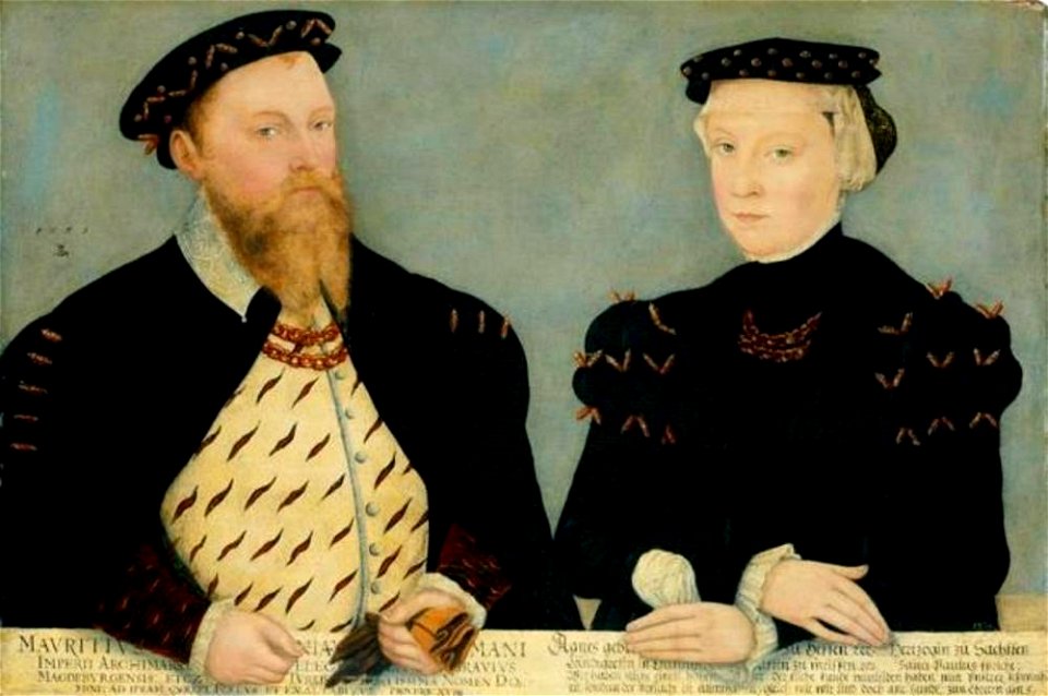 Lucas Cranach (II) - Dubbelportret van Moritz von Sachsen (1521-1553) en Agnes von Hessen (1527-1555) - Gal.-Nr. 1945 - Staatliche Kunstsammlungen Dresden