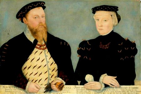 Lucas Cranach (II) - Dubbelportret van Moritz von Sachsen (1521-1553) en Agnes von Hessen (1527-1555) - Gal.-Nr. 1945 - Staatliche Kunstsammlungen Dresden