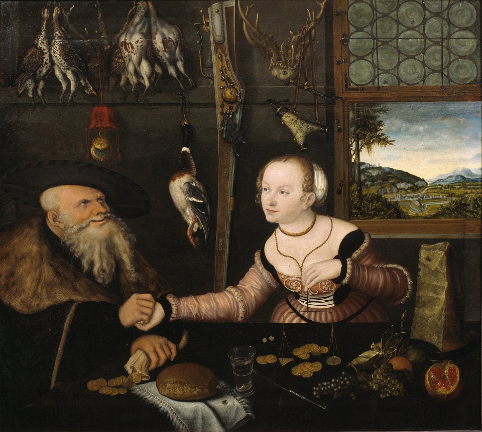 Lucas Cranach (I) - Ungleiches Paar (1532, Nationalmuseum Stockholm)