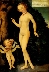 Lucas Cranach d.Ä. - Venus mit Amor als Honigdieb (Musée des Arts Décoratifs). Free illustration for personal and commercial use.