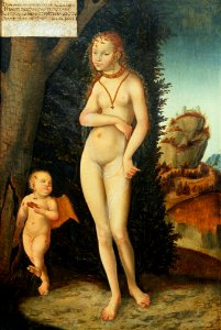 Lucas Cranach d.Ä. - Venus mit Amor als Honigdieb (priv. coll.). Free illustration for personal and commercial use.