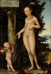 Lucas Cranach d.Ä. - Venus und Amor als Honigdieb (Fränkische Galerie). Free illustration for personal and commercial use.