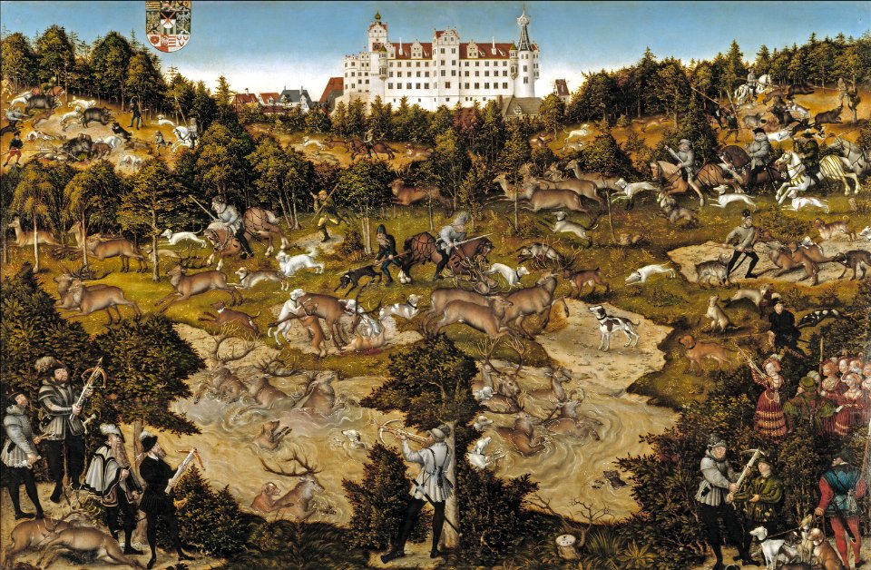 Lucas Cranach - Hofjagd in Torgau zu Ehren Karls V. (1544, Museo del Prado)