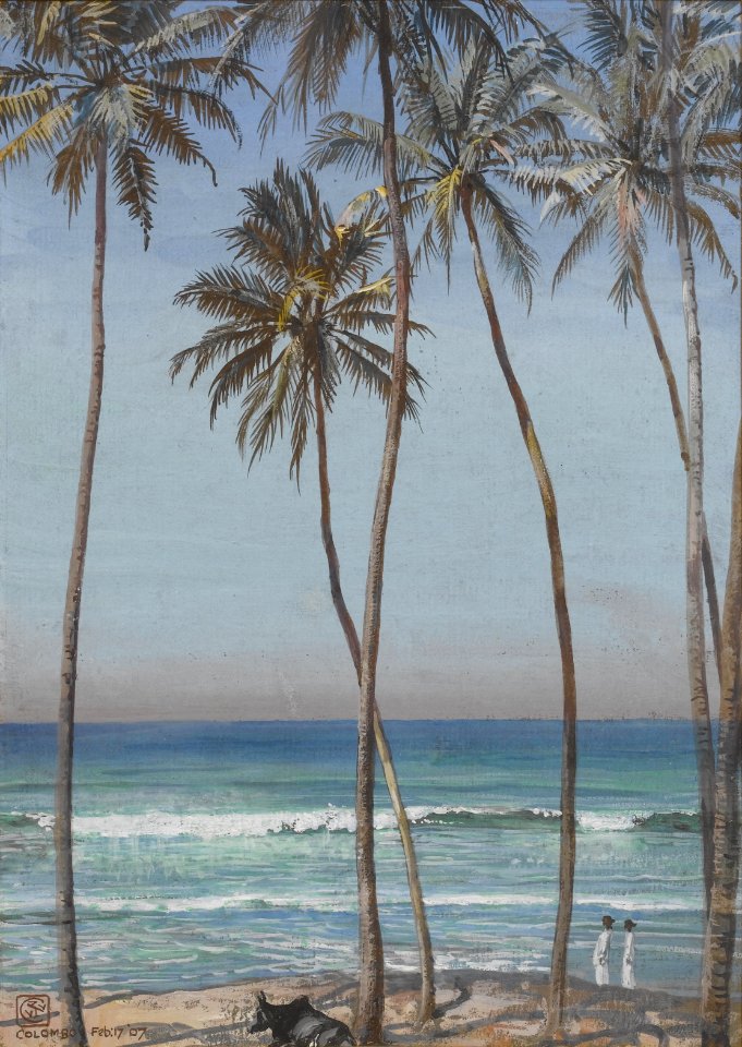 Walter T. Crane - Under the palms at the Galle Face, Ceylon (1907)