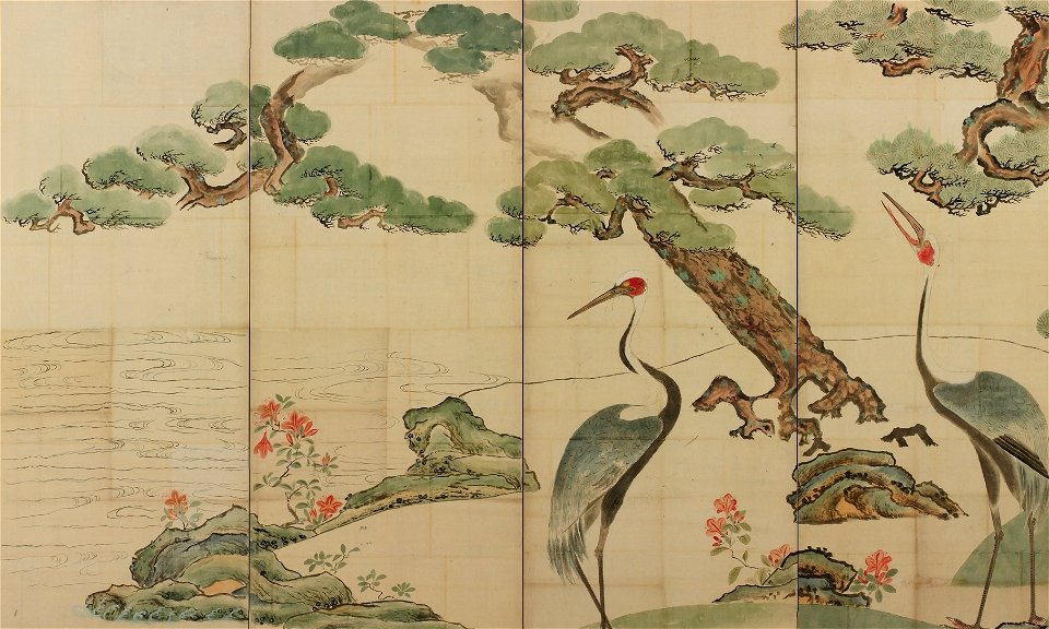 Cranes, Pines, and Bamboo II