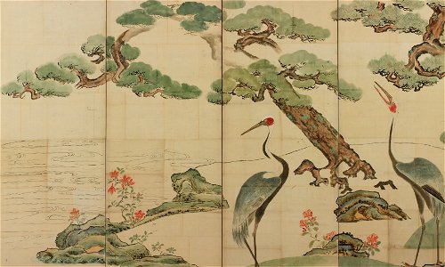 Cranes, Pines, and Bamboo II