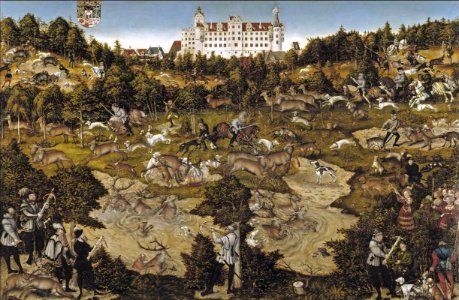 Lucas Cranach d. Ä. - Hunt in Honour of Charles V at the Castle of Torgau - WGA05725