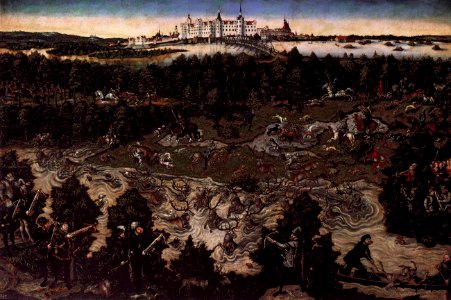 Lucas Cranach d. Ä. - Hunt in Honour of Charles V at the Castle of Torgau - WGA05726
