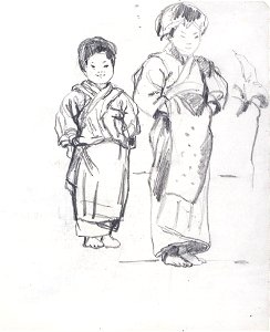 Crawhall-98054 - Joseph Crawhall - studies of children in Kimonos -