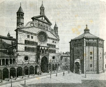 Cremona Cattedrale e Battistero. Free illustration for personal and commercial use.