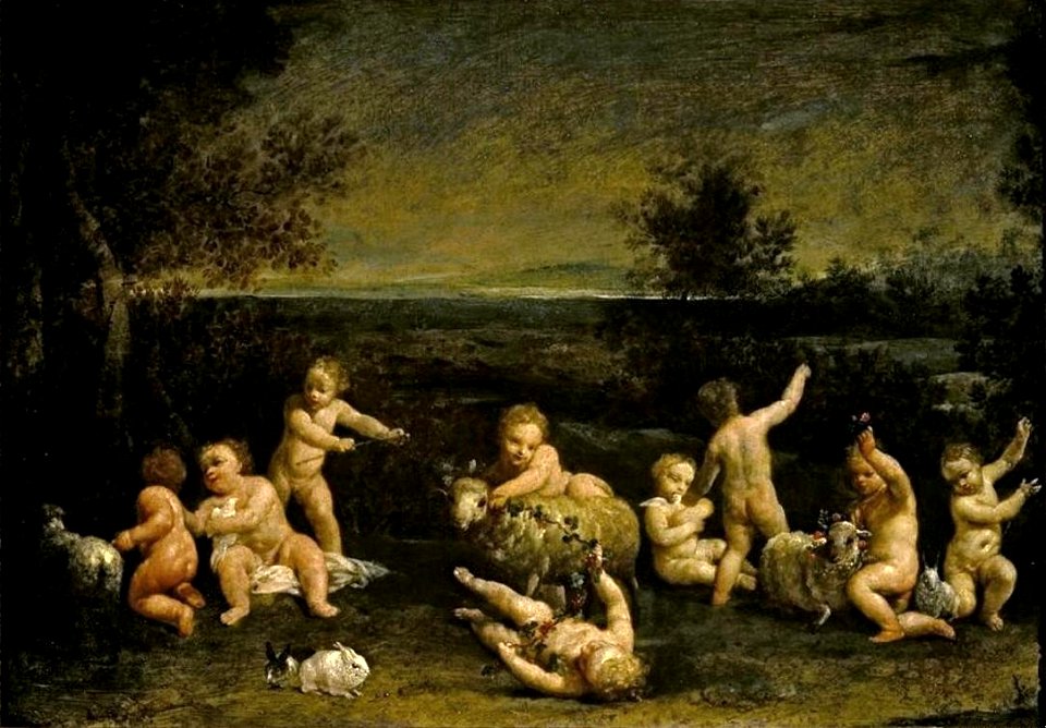 Giuseppe Maria Crespi - 'Cupids Frollicking' ii, oil on copper, c. 1700, El Paso Museum of Art