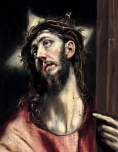 Cristo abrazando la cruz, de El Greco (detalle). Free illustration for personal and commercial use.