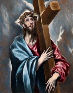 Cristo abrazado a la cruz (El Greco, Museo del Prado). Free illustration for personal and commercial use.