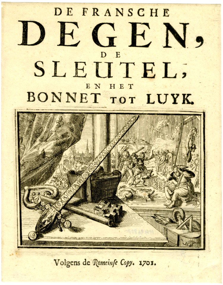 De Fransche Degen, de Sleutel, en het Bonnet tot Luyk (The French Rapier, the key and the Bonnet at Liège) (BM 1854,0513.522.19)