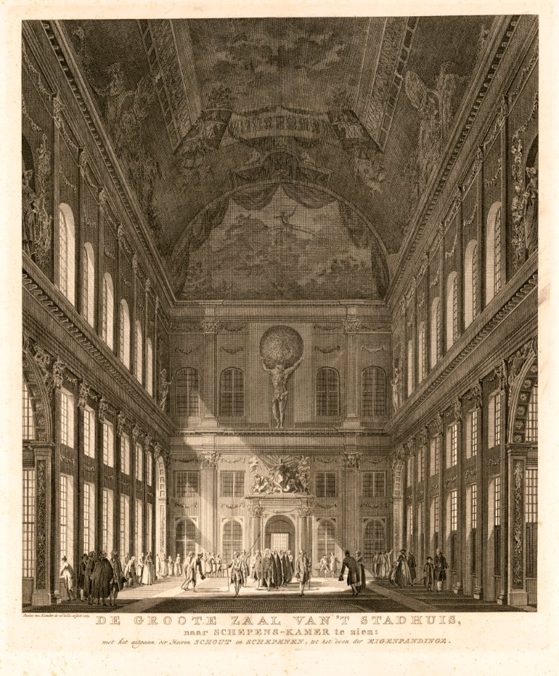 De groote zaal van't stadhuis, naar Schepens-Kamer te zien LCCN2004669522B