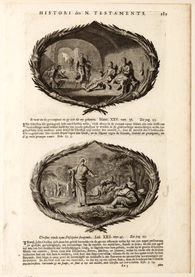De gevangenen bezocht, In Gethsemané spreekt Jezus tot zijn slapende discipelen terwijl de priesters naderen, objectnr A 48605.1