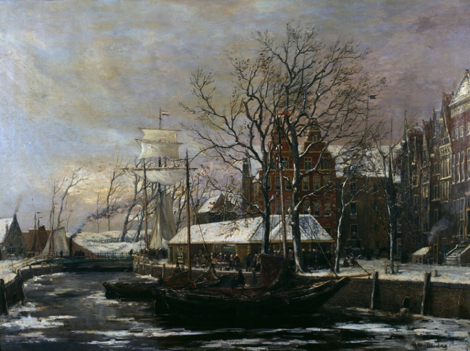 De Hoge der A met Visbanken te Groningen by HW Mesdag