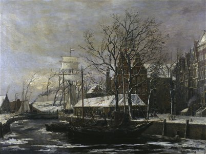 De Hoge der A met Visbanken te Groningen by HW Mesdag