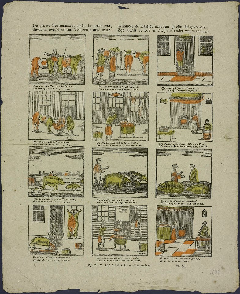 De groote beestenmarkt alhier in onze stad, Bevat in overvloed aan vee een groote schat-Catchpenny print-Borms 0530