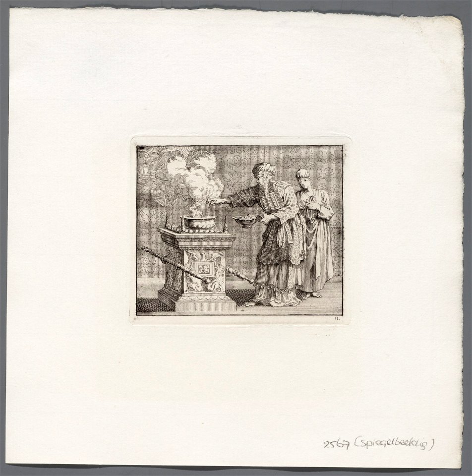 De hogepriester werpt reukwerk op het altaar, objectnr A 47965