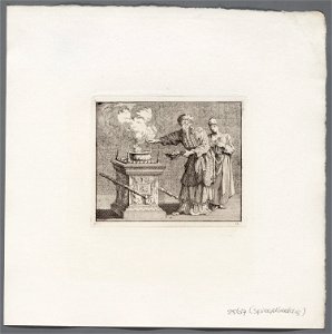 De hogepriester werpt reukwerk op het altaar, objectnr A 47965
