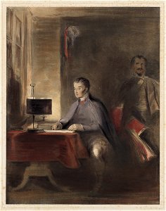 De Hertog van Wellington schrijft een bevel in de nacht voor de slag bij Waterloo, objectnr A 16085