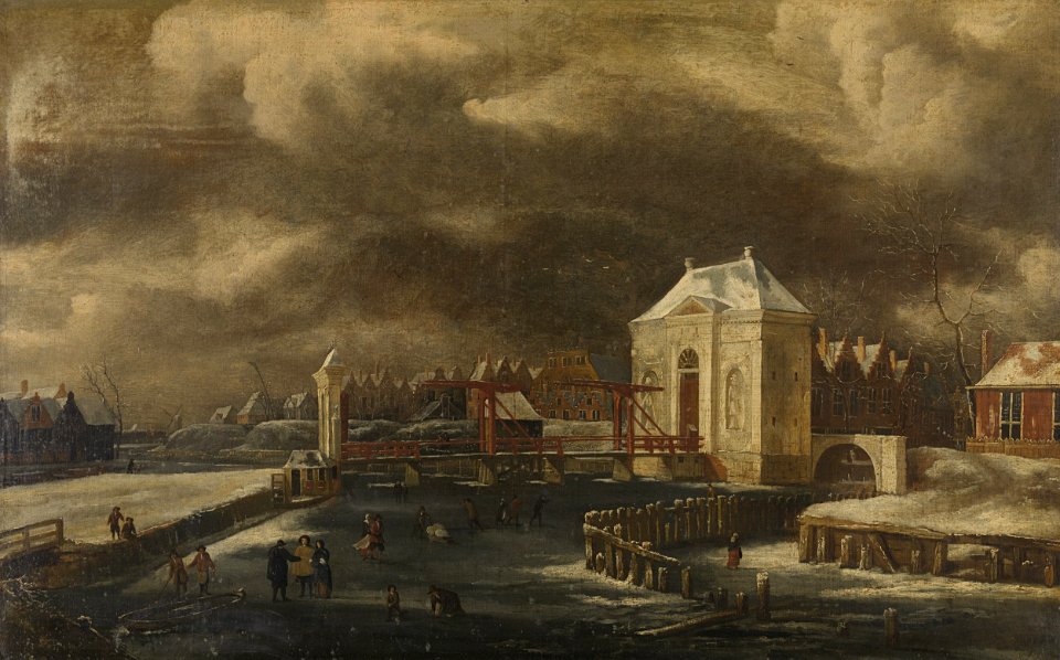 De Heiligewegspoort te Amsterdam in de winter Rijksmuseum SK-A-2506