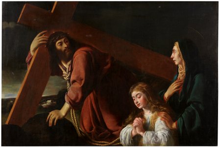 Cristo con la cruz a cuestas contemplado por María y el alma cristiana (Museo del Prado). Free illustration for personal and commercial use.