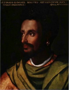 Cristofano dell’Altissimo, Portrait of Lebnä-Dengel. c. 1552-1568. Free illustration for personal and commercial use.