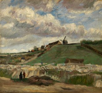 De heuvel van Montmartre met steengroeve - s0012V1962 - Van Gogh Museum. Free illustration for personal and commercial use.