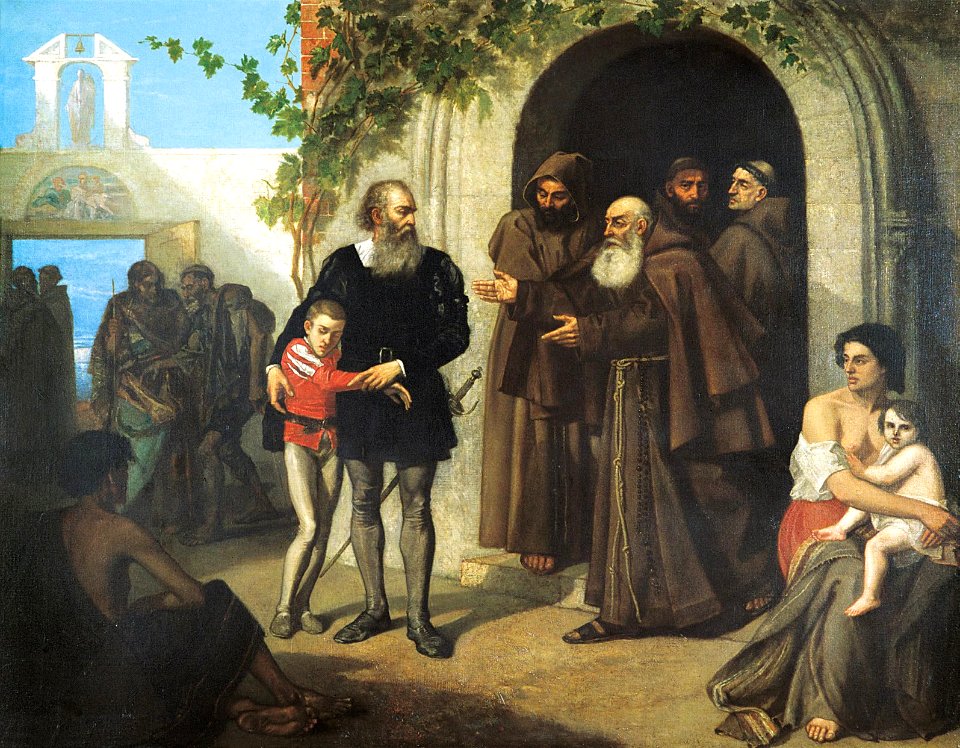 Cristóbal Colón y su hijo son hospedados en el convento de la Rábida