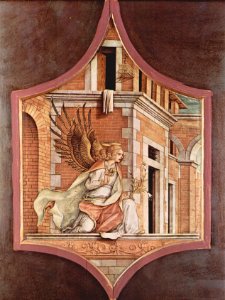 Carlo Crivelli - Angel of the Annunciation (Städel Frankfurt). Free illustration for personal and commercial use.