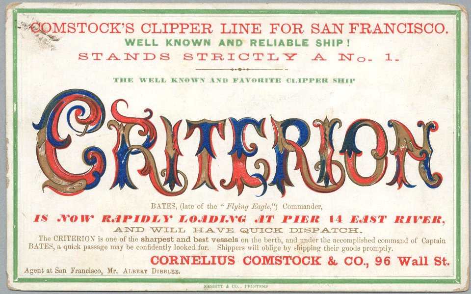 CRITERION Clipper ship sailing card HN002730aA