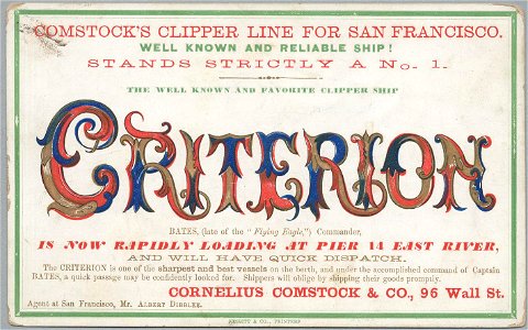 CRITERION Clipper ship sailing card HN002730aA. Free illustration for personal and commercial use.