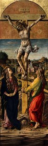 Crivelli, Carlo - Crucifixion with the Virgin and St John the Evangelist - Pinacoteca di Brera. Free illustration for personal and commercial use.