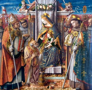 1484 Crivelli Thronende Maria mit dem Kind Gemäldegalerie Kat.Nr. 1156A anagoria