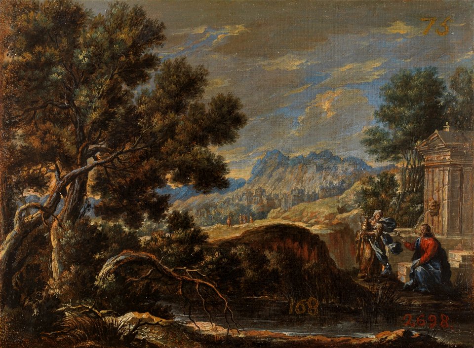 Cristo y la samaritana en un paisaje, de Pedro Rodríguez de Miranda (Museo del Prado)