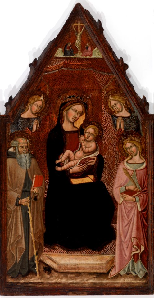 Cristoforo di Bindoccio,Meo di Piero - Virgin and Child with Two Angels and Saints Anthony Abbot and Catherine of Alexandria and the Crucifixion - BF792 - Barnes Foundation