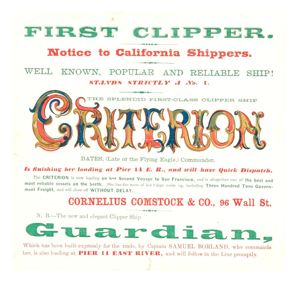 CRITERION Clipper ship sailing card 227713