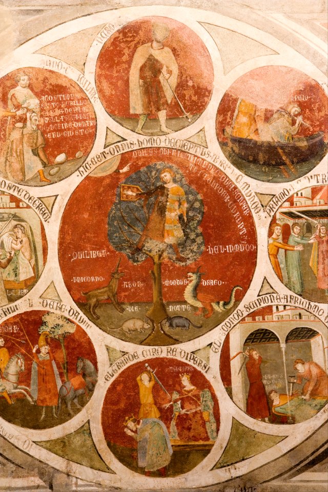 Cristoforo di Bindoccio, Meo di Pero - Wheel of Barlaam; Wheel of Aristotle with the Cardinal Virtues; the Judgement of Solomon - Google Art Project