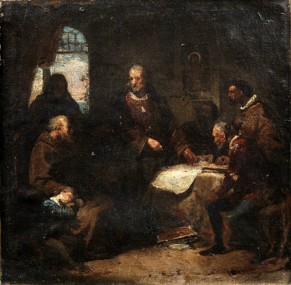 Cristóbal Colón en el convento de la Rábida (boceto)