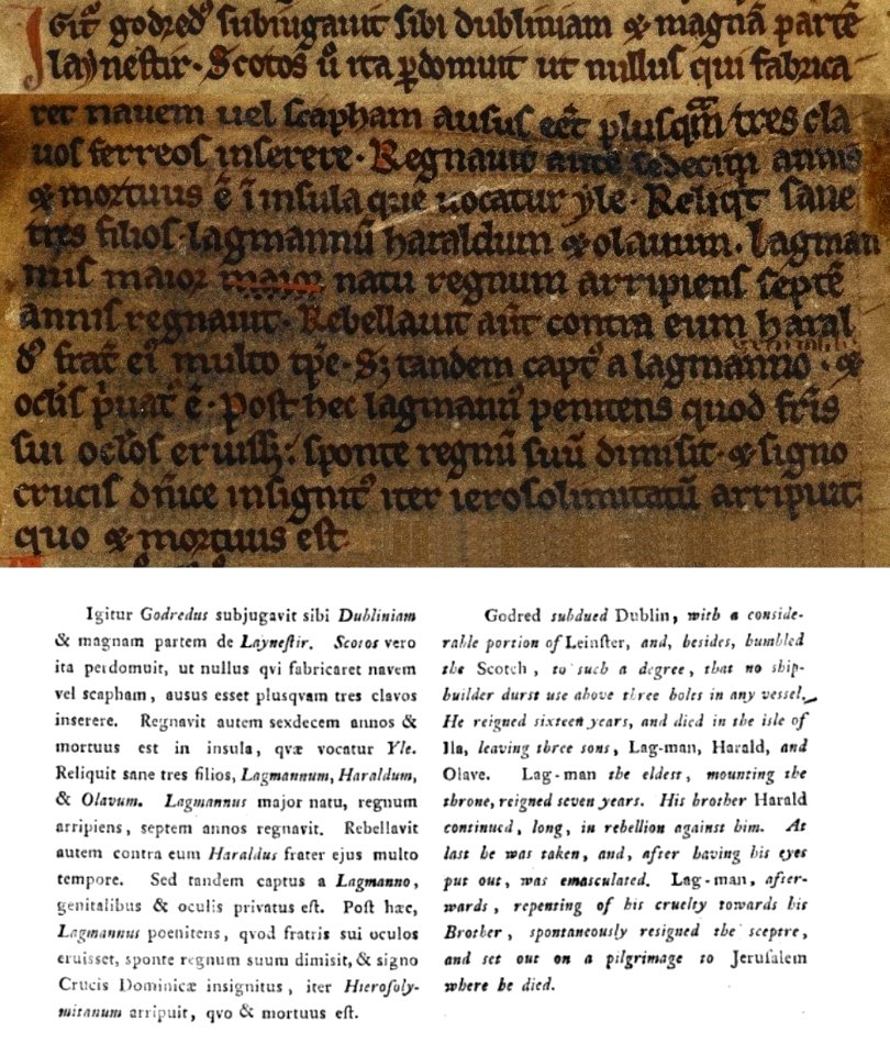 Cronica regum Mannie et insularum - De Lagmanno (Latin & English)