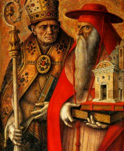 Carlo Crivelli - St Jerome and St Augustine (detail) - WGA5794. Free illustration for personal and commercial use.