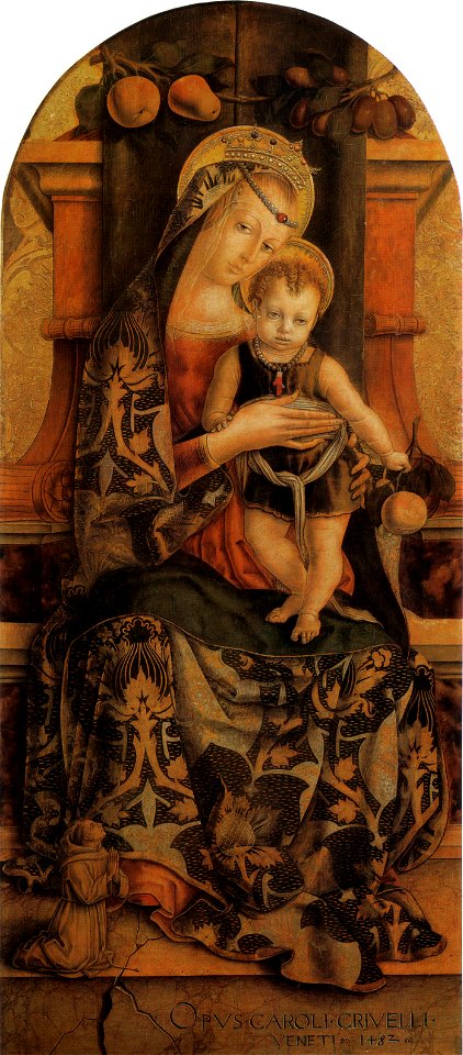 Crivelli, Madonna col Bambino e piccolo frate francescano orante